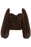 ATTICO ATTICO LEOPARD PRINT PUFF SLEEVE TOP