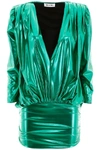 ATTICO THE ATTICO METALLIC DRAPED MINI DRESS