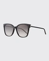 Saint Laurent Square Acetate & Metal Sunglasses In Black