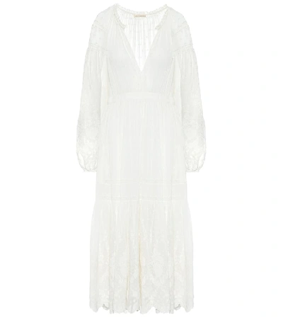 Ulla Johnson Bettina Embroidered Cotton Midi Dress In White