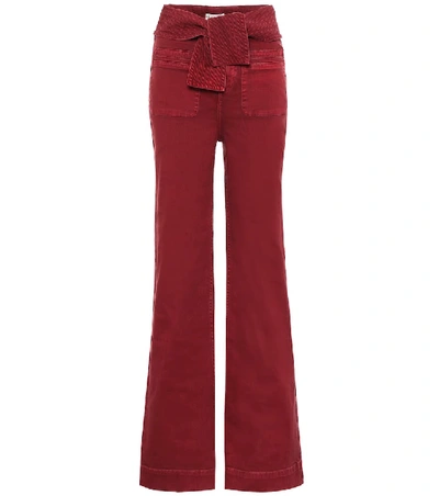 Ulla Johnson Wade Belted High-waisted Wide-leg Jeans In Red
