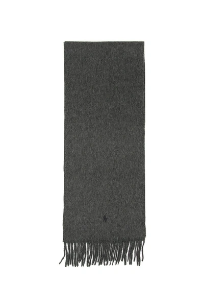 Polo Ralph Lauren Embroidered Logo Scarf In Grey