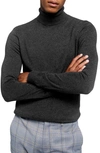 Topman Cotton Turtleneck Sweater In Charcoal