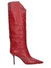 JIMMY CHOO BRELAN 85 HIGH HEELS BOOTS IN RED LEATHER,11136861