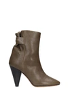 ISABEL MARANT LYSTAL HIGH HEELS ANKLE BOOTS IN KHAKI LEATHER,11136384