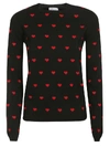 Red Valentino Heart Cashmere Blend Intarsia Sweater In Black/red