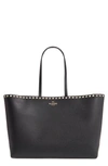 Valentino Studded Logo Shopper Bag In Black Rockstud