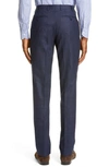 Canali Flat Front Classic Fit Solid Stretch Wool Dress Pants In Blue