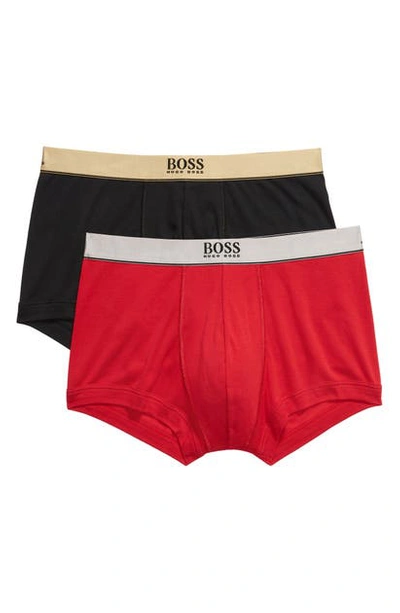 Hugo Boss 2-pack Cotton Trunks In Bright Red