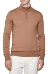 Reiss Blackhall Wool Half Zip Pullover In Camel