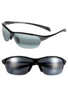 Maui Jim Hot Sands 71mm Polarized Oversize Rectangular Sunglasses In Black