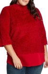 Vince Camuto Eyelash Chenille Sweater In Tulip Red