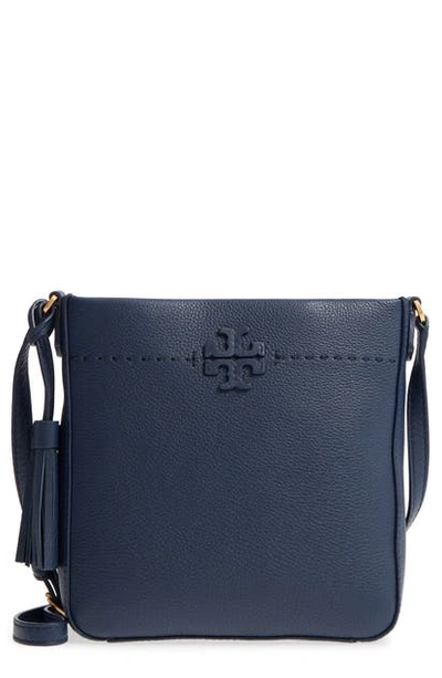 Tory Burch Mcgraw Leather Crossbody Tote - Blue In Royal Navy