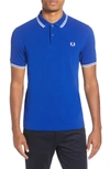 Fred Perry Twin Tipped Extra Slim Fit Pique Polo In Bright Regal/ Sw/ Sw