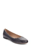 Chloé Lauren Python-embossed Leather Ballet Flats In Charcoal Black