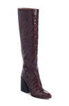 CHLOÉ WAVE CROC EMBOSSED KNEE HIGH BOOT,C19A20702