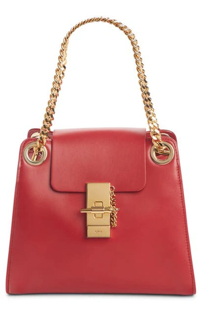 Chloé Annie Mini Smooth Shiny Shoulder Bag In Dreamy Red
