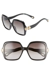 Chloé Vera 55mm Square Sunglasses In Black/ Grey Gradient