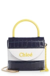 CHLOÉ SMALL ABY LOCK CROC EMBOSSED LEATHER SHOULDER BAG,CHC19WS220B88