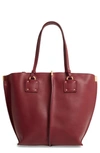 CHLOÉ VICK LEATHER TOTE - BURGUNDY,CHC19SS130A94