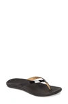 Olukai 'ho Opio' Leather Flip Flop In Black Patent Leather