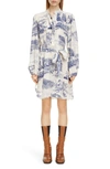 CHLOÉ TOILE LONG SLEEVE BELTED SILK MINIDRESS,C19WRO66338