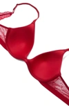 On Gossamer Beautifully Basic Lace Trim Underwire Plunge Bra In Cerise