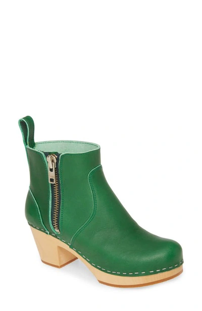 Swedish Hasbeens Zip It Emy Clog Bootie In Green