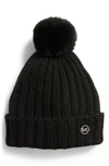 Michael Michael Kors Faux Fur Pompom Hat - Black