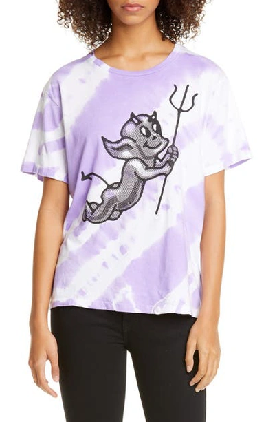 Ashley Williams Cherub Devil Tie Dye Cotton Tee In Lilac Tie Dye