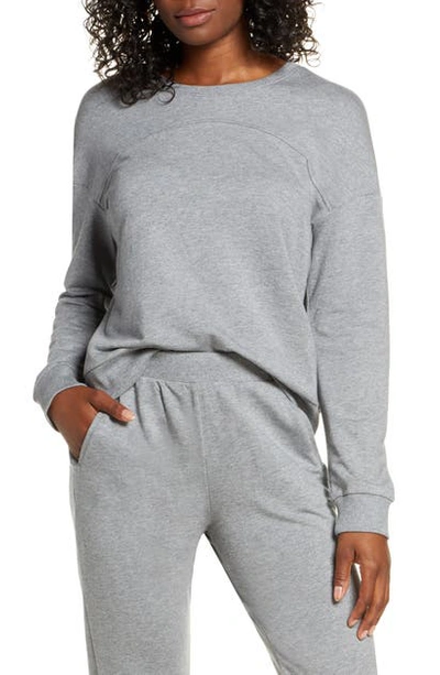 Eberjey Odile The Piped Crewneck Top In Heather Grey