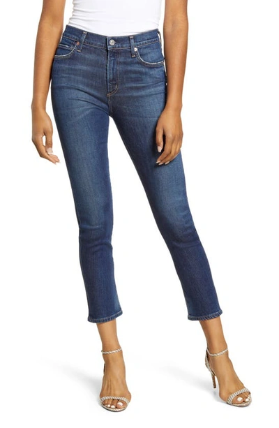 Citizens Of Humanity Elsa Mid Rise Crop Straight Leg Jeans In Gleams (dk