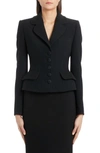 Dolce & Gabbana Flared Crepe Blazer In Black