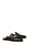 Tory Burch Jessa Embellished Pebbled-leather Slippers In Black