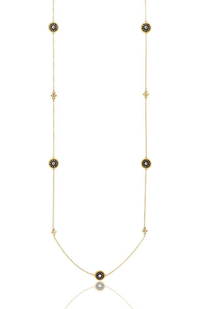 Freida Rothman Nautical Button Station Necklace In Gold/ Black