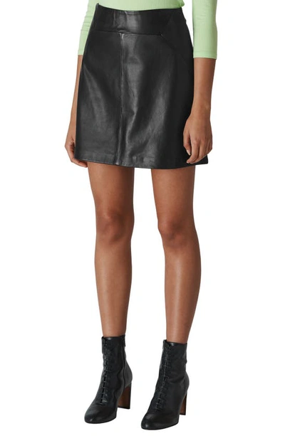 Whistles Leather A-line Miniskirt In Black