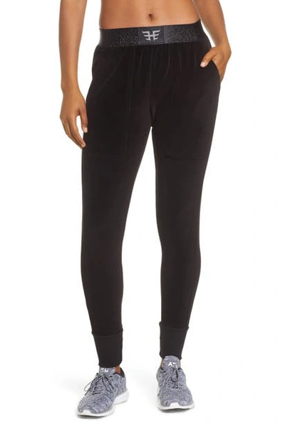 Heroine Sport Cotton-blend Velour Track Pants In Black