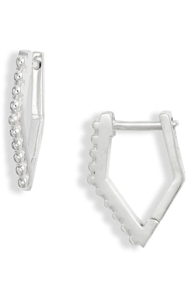 Anzie Cléo Geometrice Dewdrop Huggie Hoop Earrings In Silver/ White Sapphire
