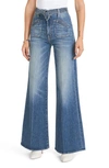 MOTHER THE ROLLER TIE WAIST WIDE LEG JEANS,1335-624