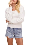 Astr Fuzzy Crop Sweater In Ivory