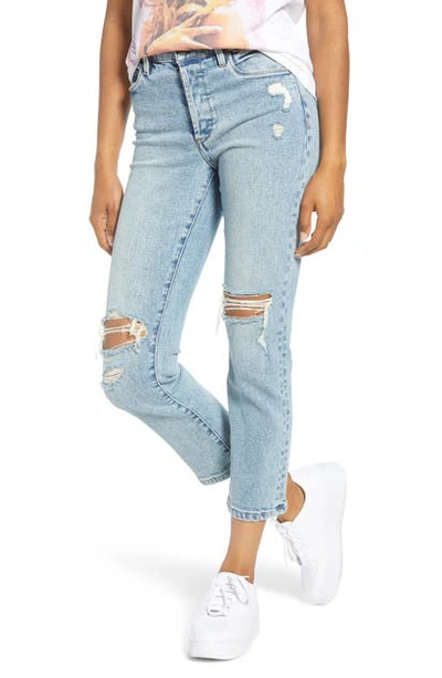 Blanknyc The Madison Ripped Straight Leg Crop Jeans In Lone Castaway