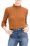 THEORY MOCK NECK CABLE KNIT CASHMERE SWEATER,J1018707
