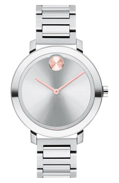 Movado Bold Ion-plated Stainless Steel Bracelet Watch In Silver