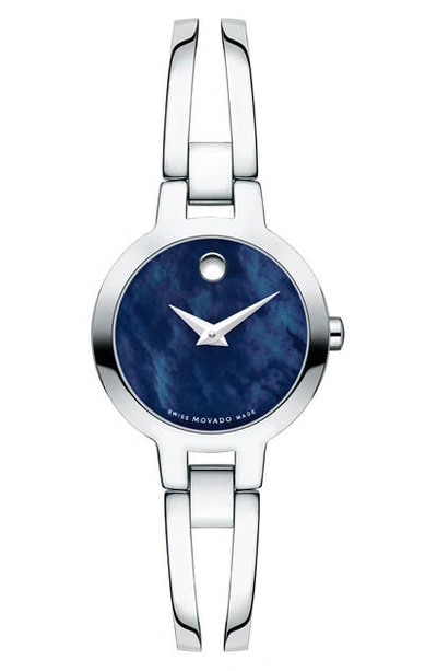 Movado Amorosa Bangle Watch, 24mm In Silver/ Blue Mop/ Silver