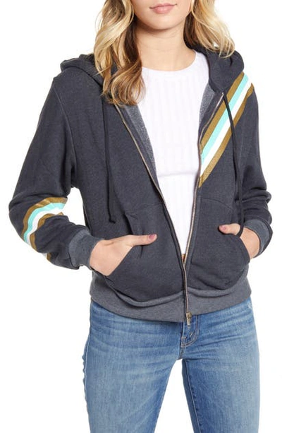 Wildfox High On Nature Everyday Metallic Stripe Cotton Blend Hoodie In Night