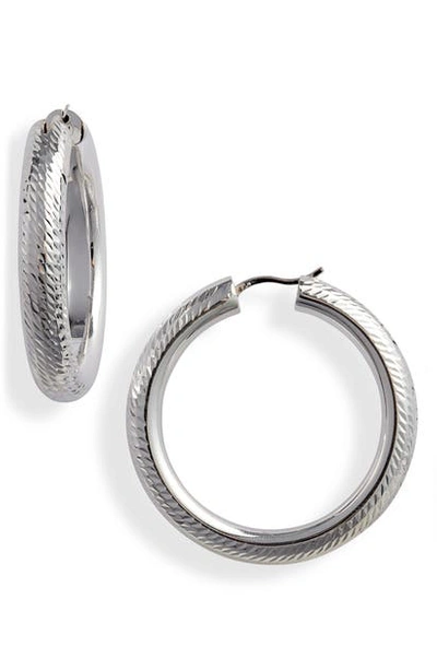 Argento Vivo Faceted Chunky Hoop Earrings In Silver