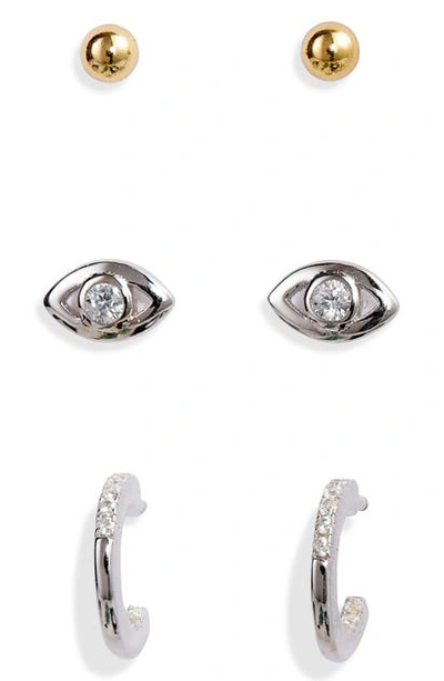 Argento Vivo Set Of 3 Earrings In Gold/ Silver