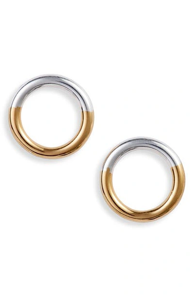 Argento Vivo Two-tone Ring Stud Earrings In Gold/ Silver