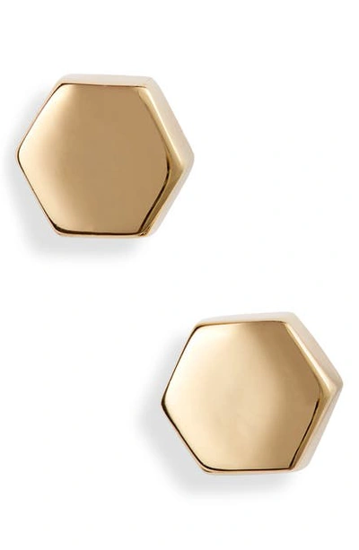 Argento Vivo Hexagon Stud Earrings In Gold