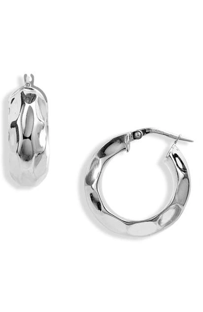 Argento Vivo Faceted Hoop Earrings In Silver
